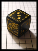 Dice : Dice - 6D - Q Workshop Dragons Ordeal Black and Yellow - Q Prize Jan 2010